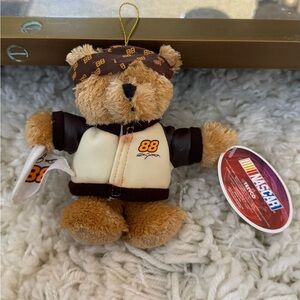 Nascar Brown & Cream #88 Plush Racing Bear Ornament